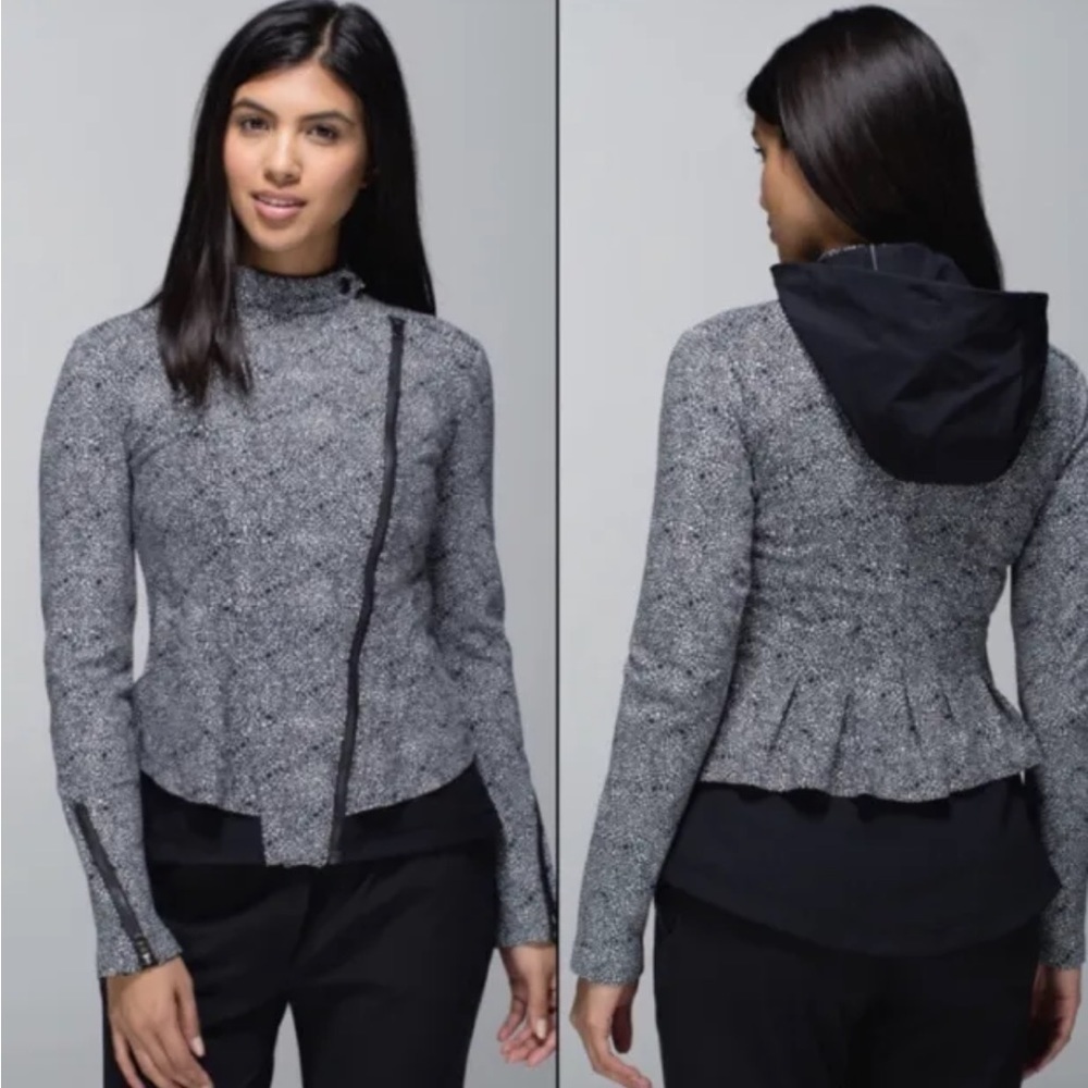 Lululemon Bust A Move Double Zipper Hooded Jacket Plush Petal Black Ghost size 4